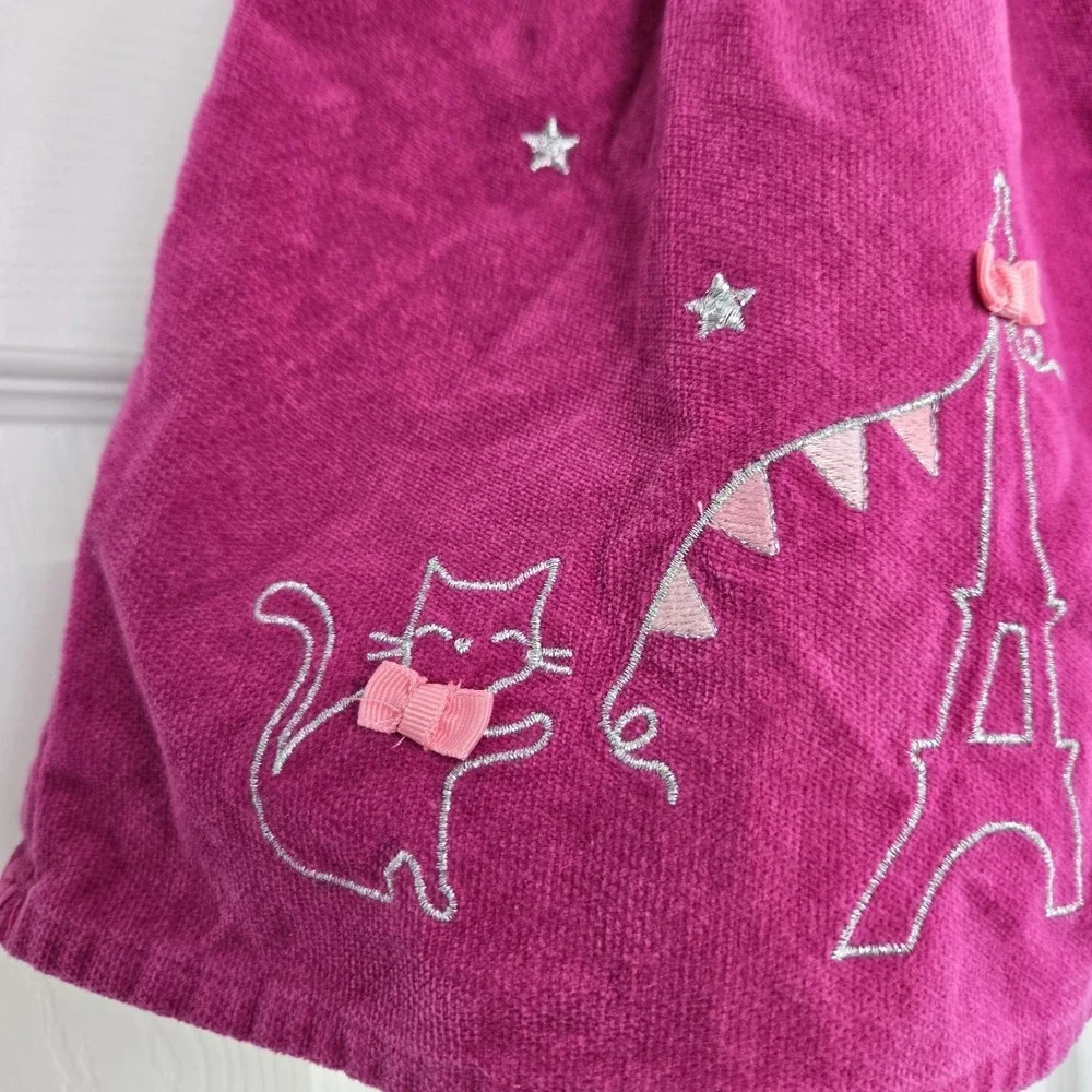 Gymboree Girls Fuchsia Pink Animal Party Dress Starry Night Paris Size 2T Cotton